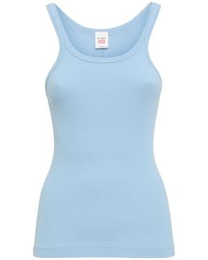 RE/DONE Ribbed Cotton Tank Top - Blue