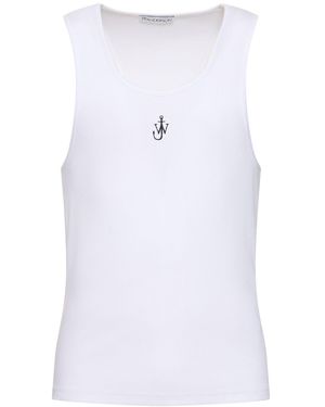 JW Anderson Tanktop Aus Stretch-baumwolle Mit Logo - Weiß