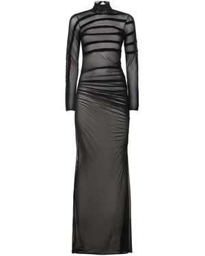Jean Paul Gaultier メッシュドレープロングドレス - ブラック