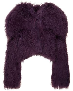 The Attico Oversized Mongolian Fur Coat - Lila