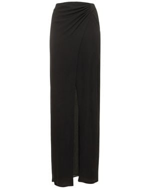 ANDAMANE Midirock Aus Stretch-seide Mit Druck "phoebe" - Schwarz