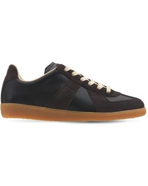 Maison Margiela 20Mm Replica Leather & Suede Trainers - Black