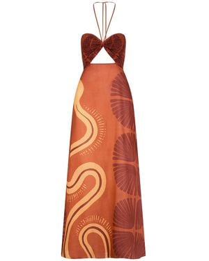 Johanna Ortiz Mother Of All Waters Cotton Maxi Dress - Orange