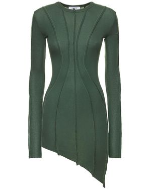 SAMI MIRO VINTAGE Asymmetric Long Sleeved Jersey Dress - Green