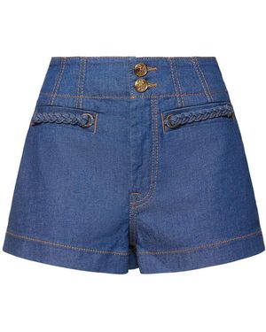 Zimmermann Wylie Stretch Denim Shorts - Blue