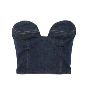 Magda Butrym コットンデニムクロップドコルセットトップ - ブルー