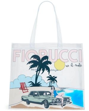 Fiorucci Damen Beach Print Pvc Tote Bag - Blau