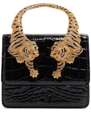 Roberto Cavalli Small Roar クロコエンボスバッグ - ブラック