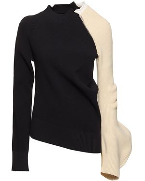 Sacai Strickpullover In Zwei Farben - Schwarz