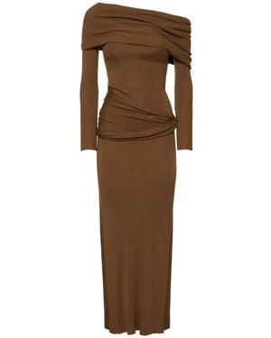 AYA MUSE Damen Langes Seide- Und Viskosekleid, Lvr Exclusive - Braun