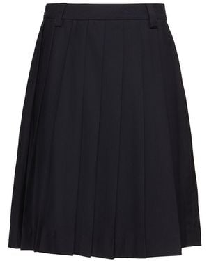 DUNST Damen Midirock Mit Plissees - Blau