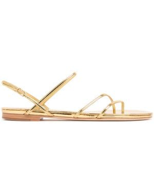 STUDIO AMELIA 10Mm Helix Metallic Leather Flat Sandals - Natural