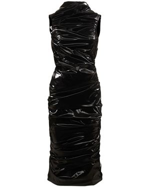 McQueen ラミネートストレッチジャージードレス - ブラック