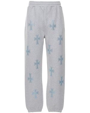 Unknown Grey Rhinestone Cross Cotton Joggers