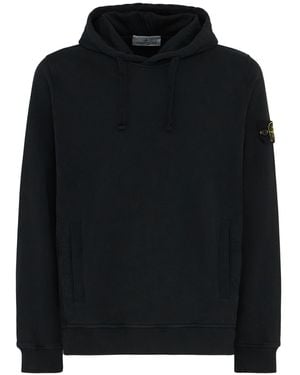 Stone Island Brushed Cotton Sweatshirt Hoodie - Black
