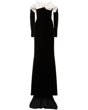 Alessandra Rich Off-shoulder Velvet Maxi Dress - Black