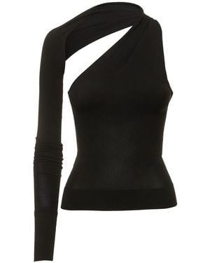 Philosophy Di Lorenzo Serafini Stretch Jersey One Sleeve Top - Black