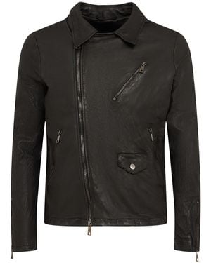 Giorgio Brato Leather Biker Jacket - Black