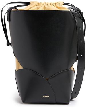 Jil Sander Medium Ellipse レザーバケットバッグ - ブラック