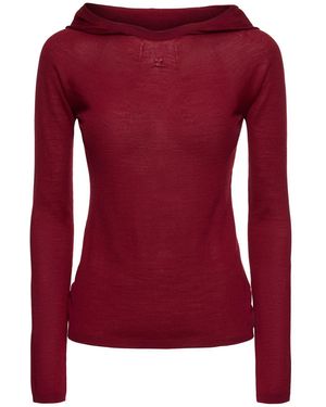Courreges セカンドスキンフーデッドウールニットセーター - レッド