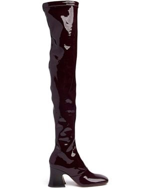 Chloé 80mm Patent Leather Over The Knee Boots - Purple