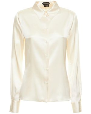 Tom Ford ストレッチシルクサテンシャツ - ホワイト