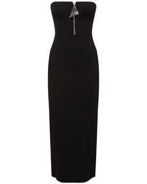 The Attico Strapless Zip-up Midi Dress - Black