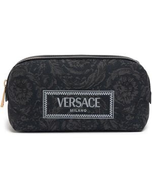 Versace Barocco Embroidery Jacquard Beauty Pouch - Black