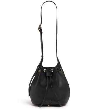 Anine Bing Mini Alana Pebbled Leather Bucket Bag - Black