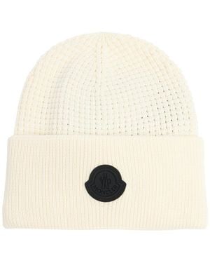 Moncler Uomo Logo Cotton Beanie - Natural