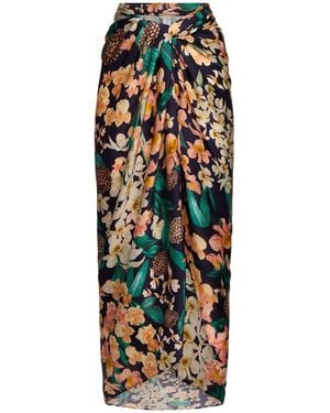 Agua Bendita Lavanda Floral Print Maxi Sarong Skirt/Multi Unique - Multicolour