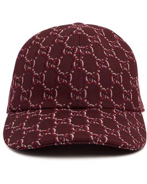 Gucci Monogrammed Wool-Twill Baseball Cap - Red