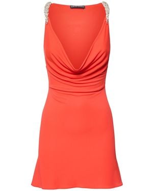 David Koma Plunge Neck Crepe Jersey Mini Dress - Red