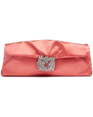 Roger Vivier Long Bouquet Strassサテンクラッチバッグ - ピンク