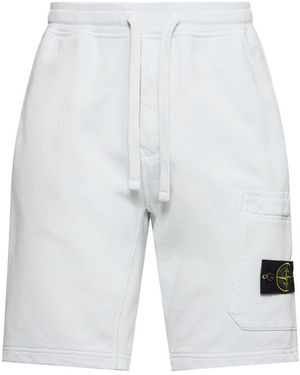 Stone Island Cotton Logo Patch Shorts - White