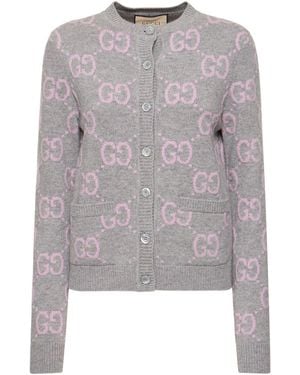 Gucci GGウール ニット カーディガン, ブラック, ウェア - グレー