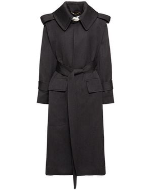 Victoria Beckham Wool Trench Coat - Black