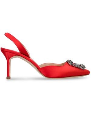 Manolo Blahnik Hangisi サテンスリングバックパンプス 70mm - レッド