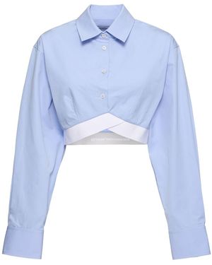 Alexander Wang Cropped Shirt W/ Twisted Hem - Blau
