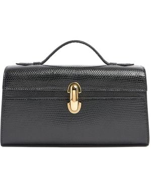 SAVETTE Echsenlederpochette "symmetry" - Schwarz