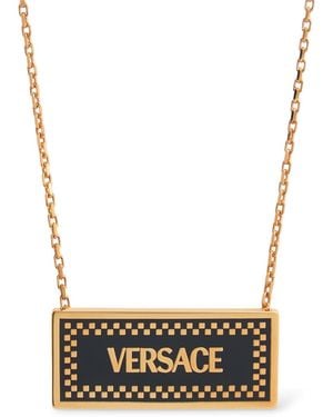 Versace Emaillierte Halskette Aus Metall Mit Logo - Mettallic