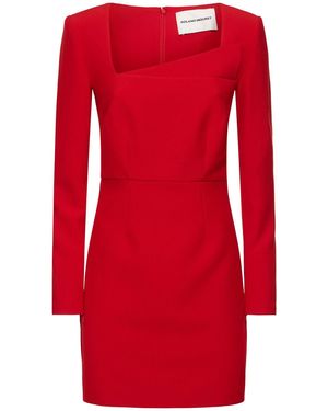 Roland Mouret 長袖クレープ ミニワンピース - レッド