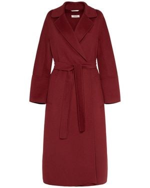 Max Mara Langer Mantel Aus Wolle Mit Gürtel "elisa" - Rot