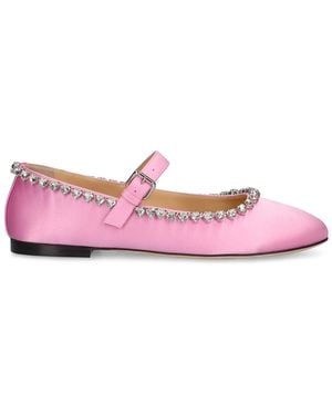 Mach & Mach 10mm Hohe Ballerinas Aus Satin "audrey" - Pink