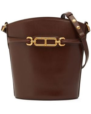 Tom Ford Medium Whitney Box レザーバケットバッグ - ブラウン
