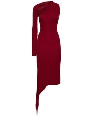 Courreges ワンショルダークレープジャージードレス - レッド