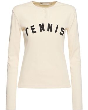 Tory Sport Damen Hendley-T-Shirt Aus Gerippter Baumwolle - Natur