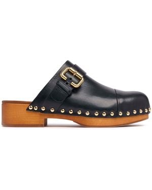 Chloé 50mm Jeannette Leather Clogs - Blue