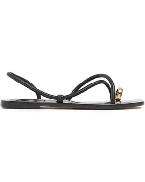 Emme Parsons 10mm Laurie Nappa Toe Ring Sandals - Black