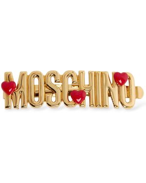 Moschino Heart Logo Metal Hair Clip - White